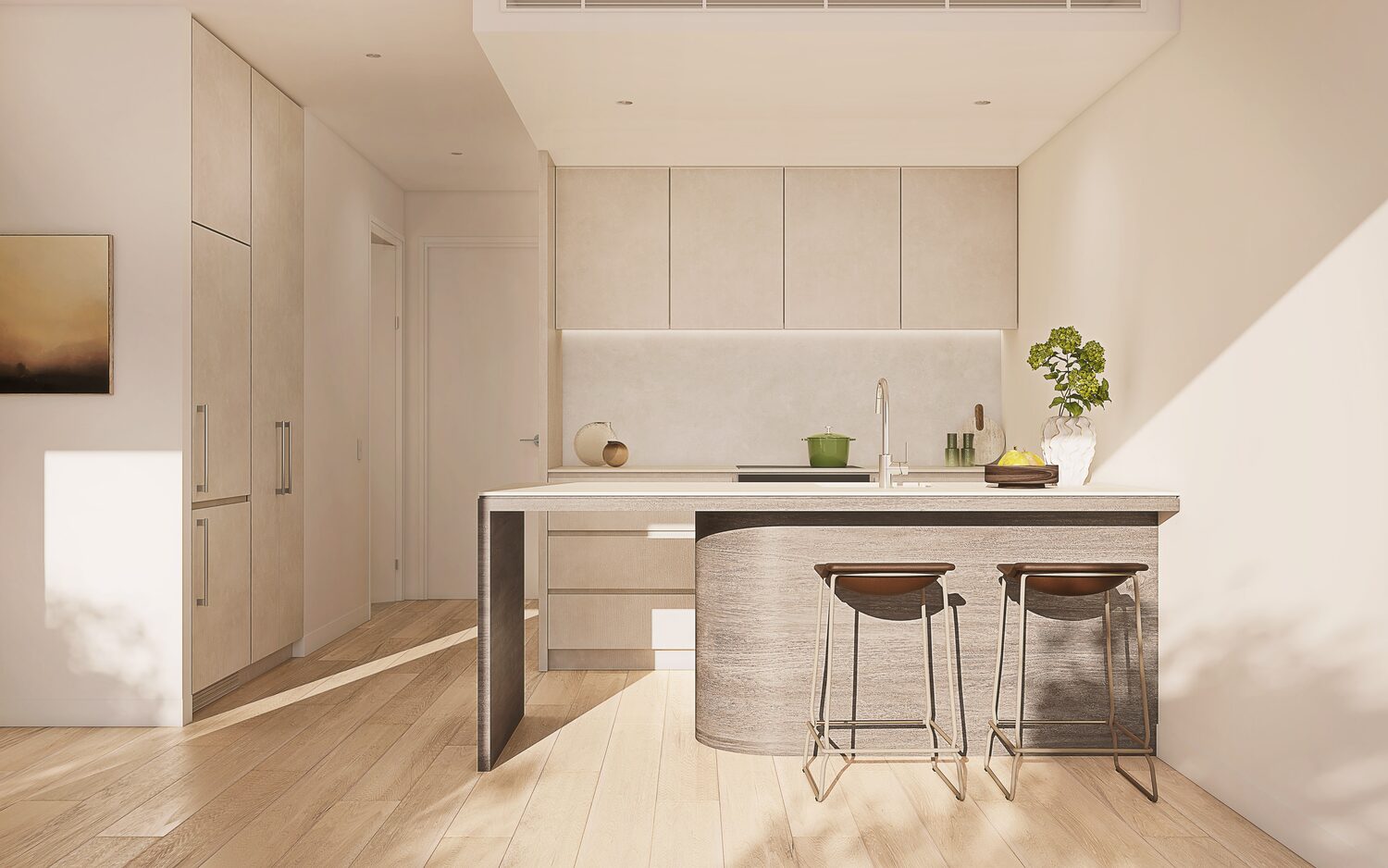 One bedroom kitchen at The Eveline, artist impression